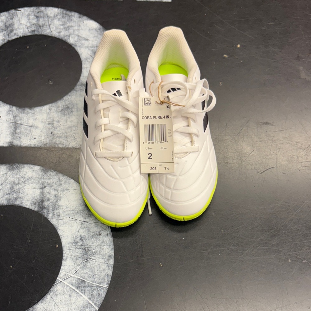 Adidas Kids Copa Pure 4 Sneakers - White and Neon Yellow